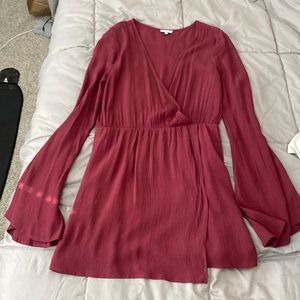 Maroon deep V dress